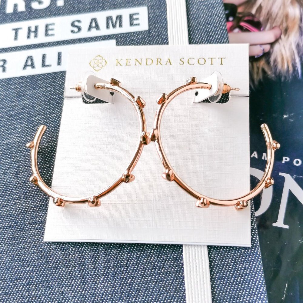 New Rose Gold kendra scott Haven Heart Hoop Earrings